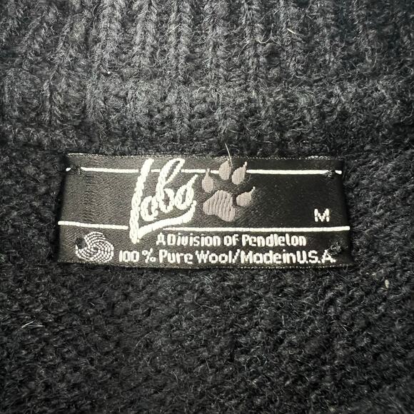Lobo by Pendleton Vintage Pullover Henley Wool Sweater Size M black blue Stripe - Picture 3 of 6